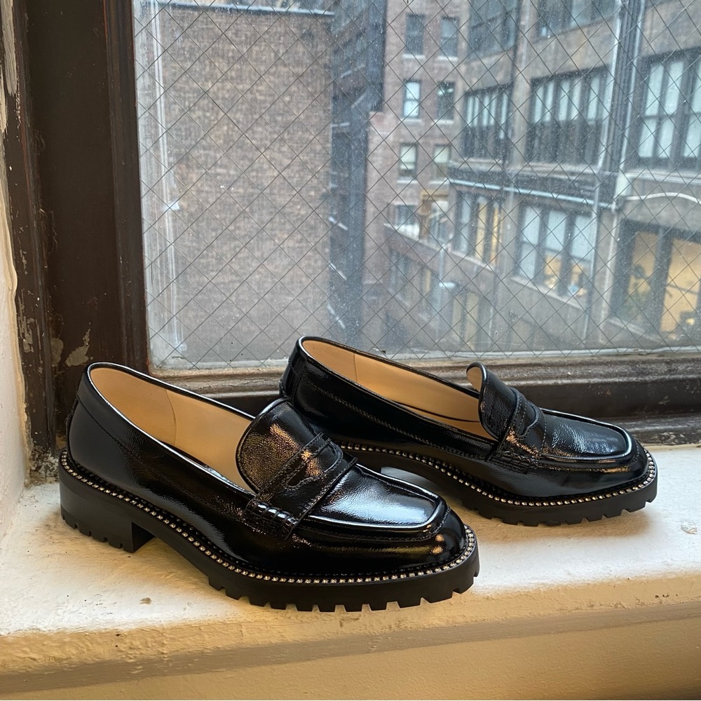 Jimmy Choo | Deanna | Crystal embellished- patent leather loafers